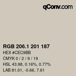 Color code: RGB 206.1 201 187 | qconv.com