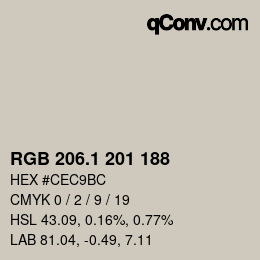 カラーコード: RGB 206.1 201 188 | qconv.com