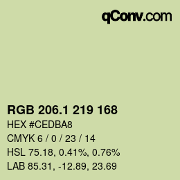 カラーコード: RGB 206.1 219 168 | qconv.com