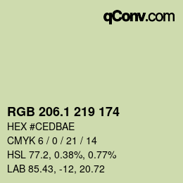 カラーコード: RGB 206.1 219 174 | qconv.com