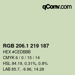 Color code: RGB 206.1 219 187 | qconv.com