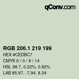 カラーコード: RGB 206.1 219 199 | qconv.com
