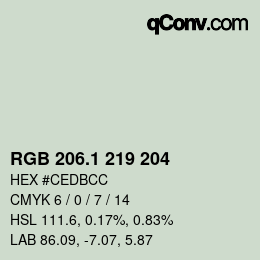 カラーコード: RGB 206.1 219 204 | qconv.com