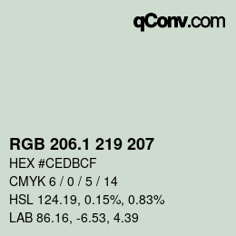 Color code: RGB 206.1 219 207 | qconv.com
