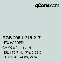 Color code: RGB 206.1 219 217 | qconv.com