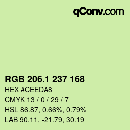 カラーコード: RGB 206.1 237 168 | qconv.com