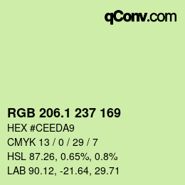 カラーコード: RGB 206.1 237 169 | qconv.com