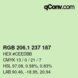 カラーコード: RGB 206.1 237 187 | qconv.com