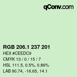 Color code: RGB 206.1 237 201 | qconv.com