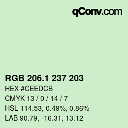 カラーコード: RGB 206.1 237 203 | qconv.com