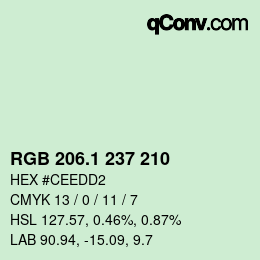 カラーコード: RGB 206.1 237 210 | qconv.com