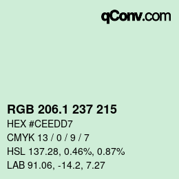 Color code: RGB 206.1 237 215 | qconv.com
