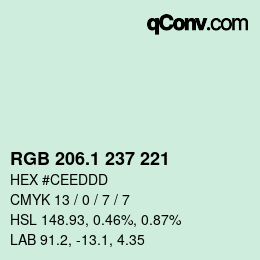 Color code: RGB 206.1 237 221 | qconv.com