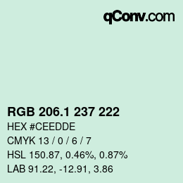 カラーコード: RGB 206.1 237 222 | qconv.com