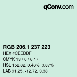 カラーコード: RGB 206.1 237 223 | qconv.com