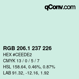 Color code: RGB 206.1 237 226 | qconv.com