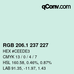 カラーコード: RGB 206.1 237 227 | qconv.com