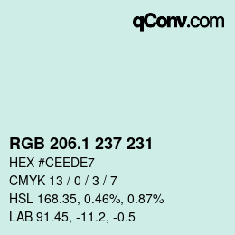 Color code: RGB 206.1 237 231 | qconv.com
