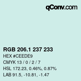 Color code: RGB 206.1 237 233 | qconv.com