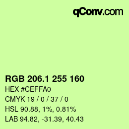 カラーコード: RGB 206.1 255 160 | qconv.com