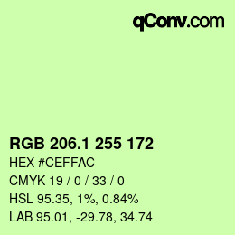 カラーコード: RGB 206.1 255 172 | qconv.com