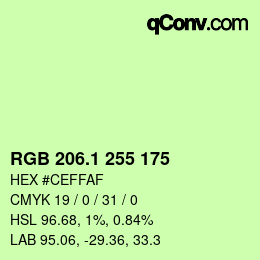 カラーコード: RGB 206.1 255 175 | qconv.com