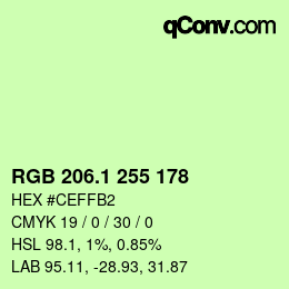 カラーコード: RGB 206.1 255 178 | qconv.com