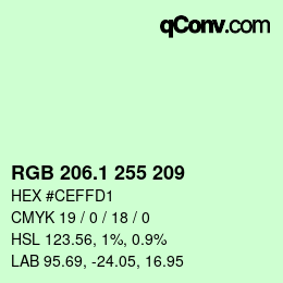 カラーコード: RGB 206.1 255 209 | qconv.com