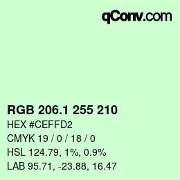 カラーコード: RGB 206.1 255 210 | qconv.com