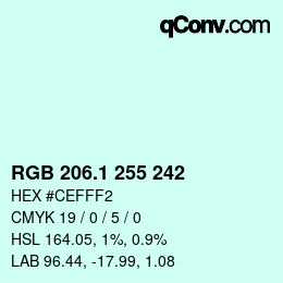 カラーコード: RGB 206.1 255 242 | qconv.com