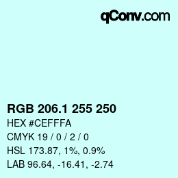 Color code: RGB 206.1 255 250 | qconv.com