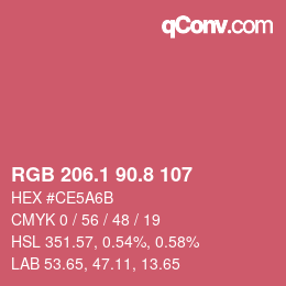 カラーコード: RGB 206.1 90.8 107 | qconv.com