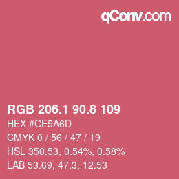 カラーコード: RGB 206.1 90.8 109 | qconv.com