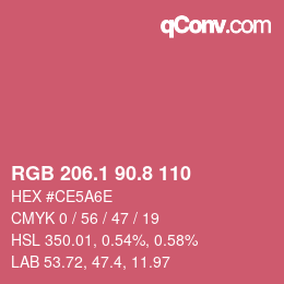 カラーコード: RGB 206.1 90.8 110 | qconv.com