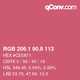 カラーコード: RGB 206.1 90.8 113 | qconv.com