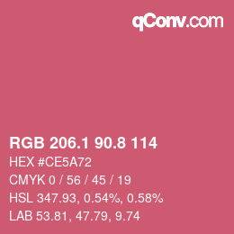 カラーコード: RGB 206.1 90.8 114 | qconv.com