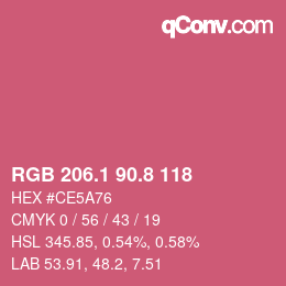 カラーコード: RGB 206.1 90.8 118 | qconv.com