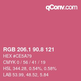 カラーコード: RGB 206.1 90.8 121 | qconv.com
