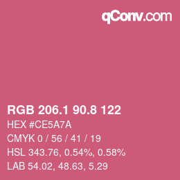 カラーコード: RGB 206.1 90.8 122 | qconv.com