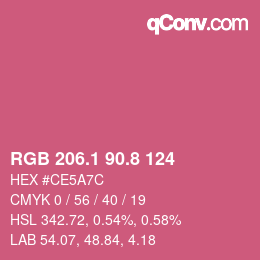 カラーコード: RGB 206.1 90.8 124 | qconv.com
