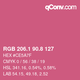 カラーコード: RGB 206.1 90.8 127 | qconv.com