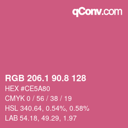 カラーコード: RGB 206.1 90.8 128 | qconv.com