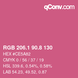 カラーコード: RGB 206.1 90.8 130 | qconv.com