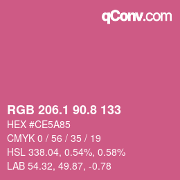 カラーコード: RGB 206.1 90.8 133 | qconv.com