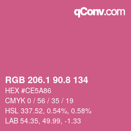 カラーコード: RGB 206.1 90.8 134 | qconv.com