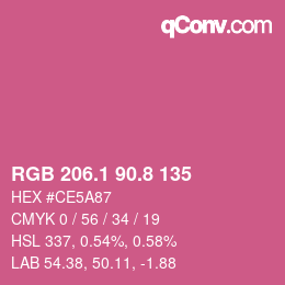 カラーコード: RGB 206.1 90.8 135 | qconv.com