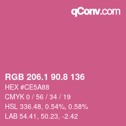 カラーコード: RGB 206.1 90.8 136 | qconv.com