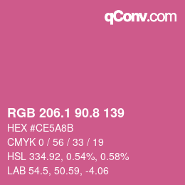 カラーコード: RGB 206.1 90.8 139 | qconv.com