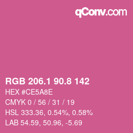 カラーコード: RGB 206.1 90.8 142 | qconv.com