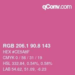 カラーコード: RGB 206.1 90.8 143 | qconv.com